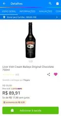 [C. OURO] [APP] 2 un. - Licor Irish Cream Baileys Original Chocolate 750ml | R$140