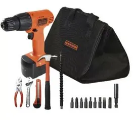 Kit Parafusadeira/Furadeira à Bateria 12V com 15 Peças, Carregador Bivolt e Bolsa - BLACK+DECKER-CD121KA-BR