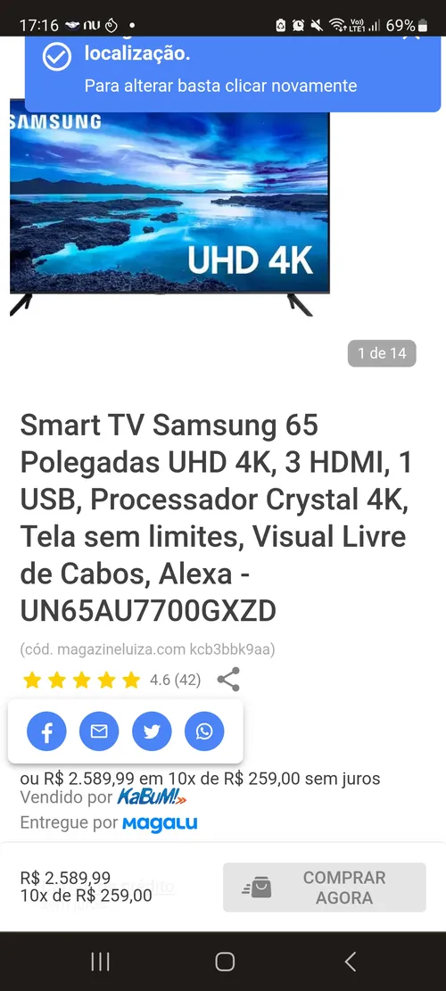 Imagem na descrição da promoção