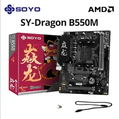 [ App/ moedas R$275 ] Placa mãe Gaming SOYO Am4 - AMD B550M, USB 3.1, M.2 Nvme, Sata3, DDR4, Dual Channel, Suporta RGB
