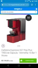 [app] Cafeteira Expresso S27 Pop Plus TRES de Cápsula - Vermelha 15 Bar 1 Xícara