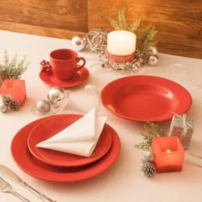 Saindo por R$ 180: [Americanas] Aparelho de Jantar 20 Pçs Vermelho Natural - Orb Christmas - R$180 | Pelando