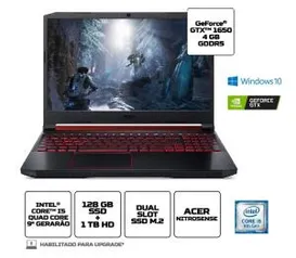 Notebook Gamer Acer Nitro 5 AN515-54-528V 15.6" Core i5 8GB RAM,1TB+128SSD, GTX1650 4GB Win10 Home