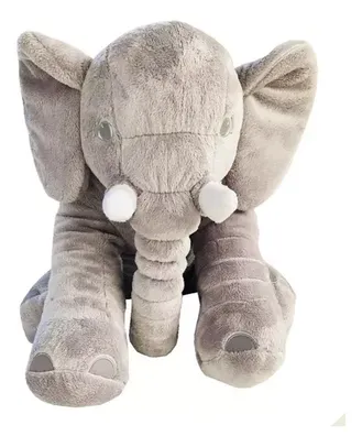 Almofada Elefante Travesseiro Pelúcia Bebê Dormir Cinza 60cm