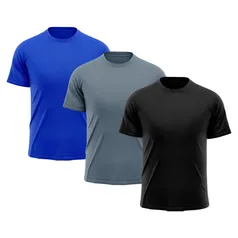 Kit 3 Camisetas Masculina Raglan Dry Fit Proteção Solar UV Básica Lisa Treino Academia Ciclismo