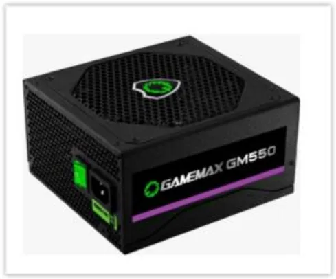 Fonte Gamemax GM550 550W, 80 Plus Bronze, PFC Ativo, Black | R$ 329