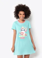 Camisola Manga Curta Feminino Algodão Unicórnio Skate