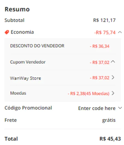 Imagem na descrição da promoção