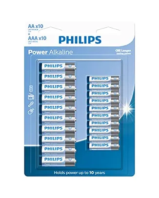 Pilha Alcalina Philips 20un (10xAA + 10xAAA)