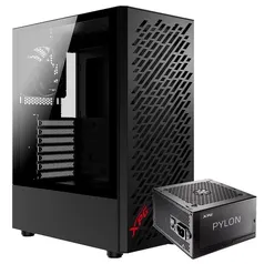 Gabinete Gamer XPG Valorair Mid tower, ATX, Lateral em Vidro, 4x Cooler Fan + Fonte XPG Pylon, 650W, 80 Plus Bronze