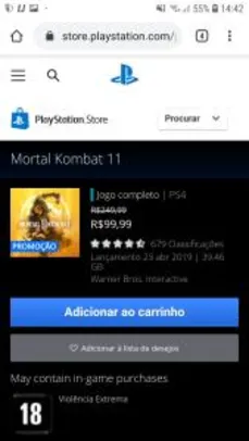 [PSN] Mortal Kombat 11 - PS4 | R$100