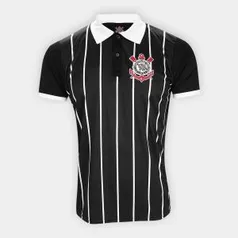 Camisa Polo Corinthians Stripes Democracia Corinthiana Masculina - Preto e Branco | R$30