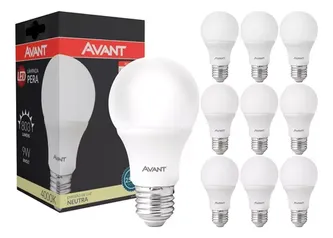 Kit 10 Lâmpada Led 9w Bulbo Soquete E27 Bivolt Casa Comércio