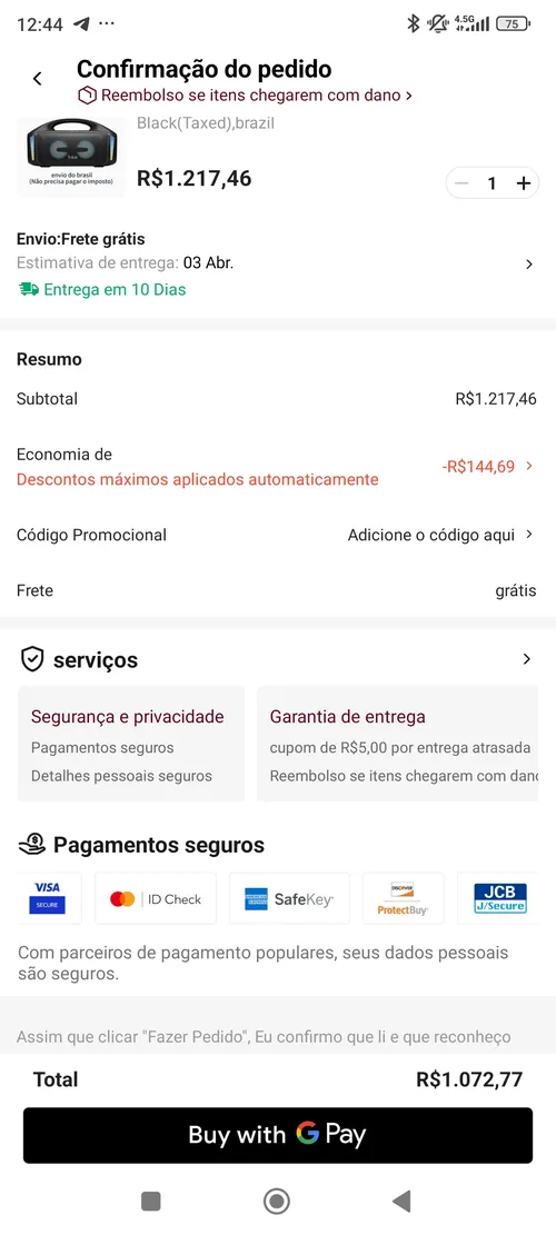 Imagem na descrição da promoção