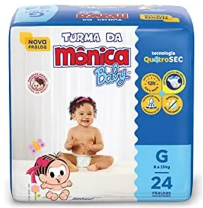 Fralda turma da Mônica baby Jumbo Tam G 24 fraldas