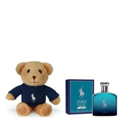 [ AME R$ 249,06 ] Kit Perfume Polo Ralph Lauren Deep Blue 125Ml + Mini Urso - R$498