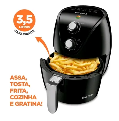 Fritadeira Elétrica sem Óleo/Air Fryer Mondial - New Pratic AF-31 Preta 3,5 litros com Timer