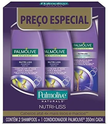 Shampoo E Condicionador Palmolive Naturals Nutri-Liss 350Ml Promo Leve 2 Shampoos + 1 Condicionador | R$20
