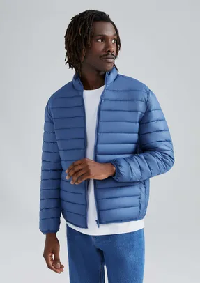 Jaqueta Básica Masculina Puffer Regular Matelassê - Azul