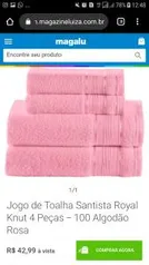 Jogo de Toalha Santista Royal Knut 4 Peças - 100 Algodão Rosa