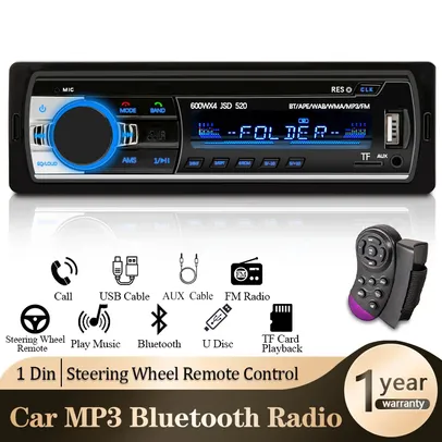 [GPay / Moedas / Taxas] Som Automotivo Rádio MP3 E-Tech Light Bluetooth USB sd Card