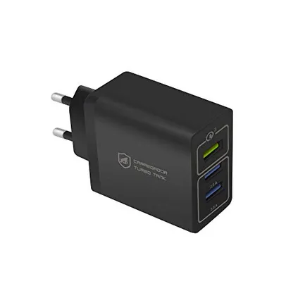 Carregador de Parede Universal Turbo Triplo, Potência de até 18W, Portas USB, Preto - Gshield