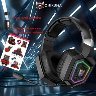 Fones de ouvido sem fio ONIKUMA Music Gaming Tri-mode USB RBG