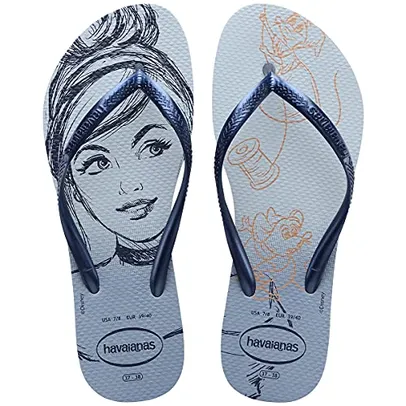 Chinelo Slim Princesas, Havaianas, Feminino, Azul Ashley, 37/38