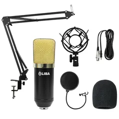 Kit Estúdio Microfone para Podcast + Aranha + Braço + Pop Filter