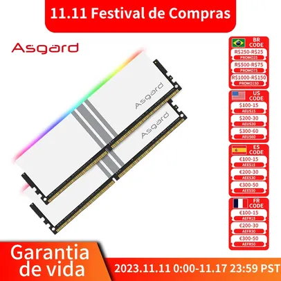 Memória Asgard - DDR4 RAM PC para desktop, 8GB x 2, 16GB x 2, 3200MHz, 3600MHz, RGB, branco polar.