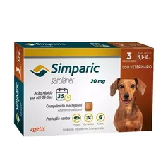 Simparic Antipulgas Zoetis 20 mg para Cães 5,1 a 10 Kg