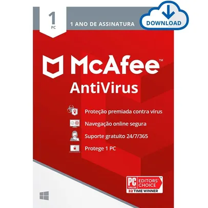 McAfee Antivírus - Proteção para 1 Dispositivo - 1 ano