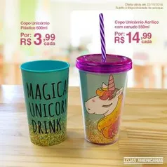 [Americanas - Loja Física] Copo Unicórnio Plástico 600ml - R$4