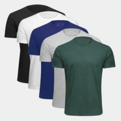 Kit Camiseta Básica c/ 5 Peças Masculina | R$70