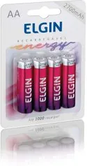 Pilha Recarregável Ni-Mh Aa-2700Mah Blister Com 4 Pilhas, Elgin, Baterias | R$37