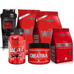 Kit 2x Whey 900g Baunilha + Bcaa + Creatina + Coqueteleira+ Dextrozz - R$138