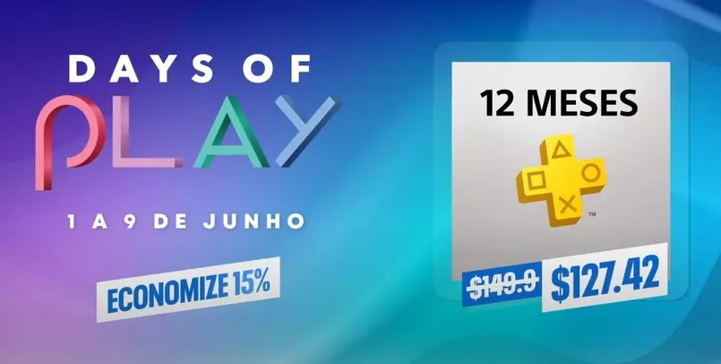 [PS Plus] Days Play - Desconto de 15% | R$127