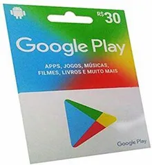 Gift Card Play Store R$30 por R$20