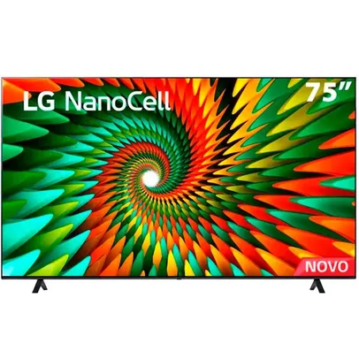 Smart Tv 75 4k Lg Nanocell 75nano77sra Bluetooth, Thinq Ai, Alexa, Google Assistente, Airplay, 3 Hdmis Preto Bivolt