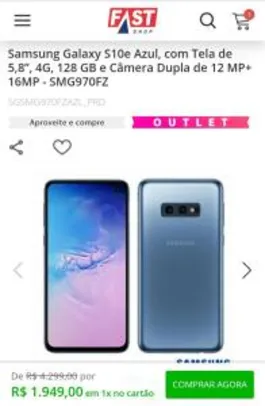Samsung Galaxy S10e Azul 128GB | R$1.949