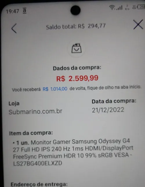 Imagem na descrição da promoção