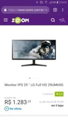 Monitor Gamer LG LED 29” IPS Full HD Widescreen - UltraWide Pro Gamer R$1283