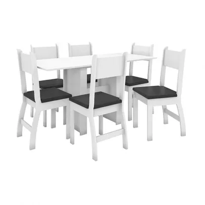 Conjunto Mesa De Jantar 6 Lugares Milano Branco Com Preto