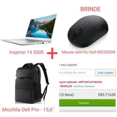 Notebook Inspiron 14 5000 16GB SSD256GB Intel Core i7 + Mouse sem fio | R$5.580