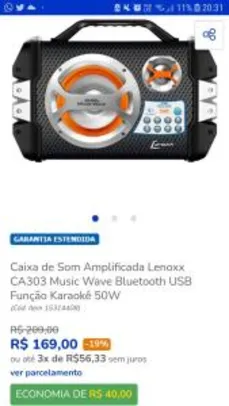 Caixa amplificada lenoxx CA303 Music Wave | R$169