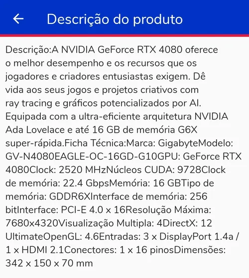 Imagem na descrição da promoção