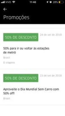 [BR] e [BH] CUPONS UBER - 50%