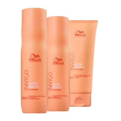 Kit Wella Shampoo Nutri-Enrich 250g, Shampoo Nutri-Enrich 250g, Condicionador Nutri-Enrich 200ml (3 Produtos) Kit