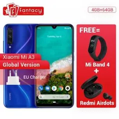 [Compra Internacional] Xiaomi MI A3 4 GB 64 GB + MI Band 4 + Redmi Airdots | R$: 1159