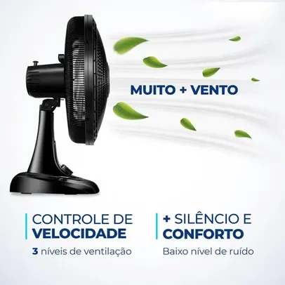 Ventilador de Mesa 40Cm 6 Pás Preto Mondial 127V